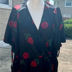 Torrid Red and black midi dress with pockets